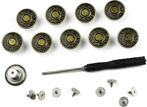 Miniatura 7 de Arokimi Reemplazo de botones de jeans, botones instantáneos sin coser para pantalones con herramienta, 0.669 in