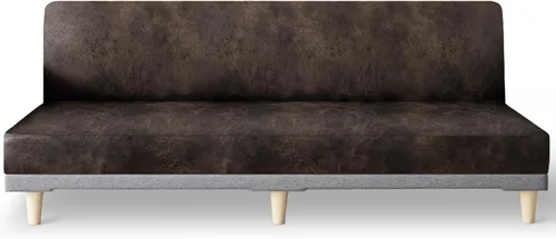 Miniatura 8 de molasofa - Funda elástica para futón de aspecto de cuero, cubierta para sofá sin brazos, protector de muebles con parte inferior elástica, funda