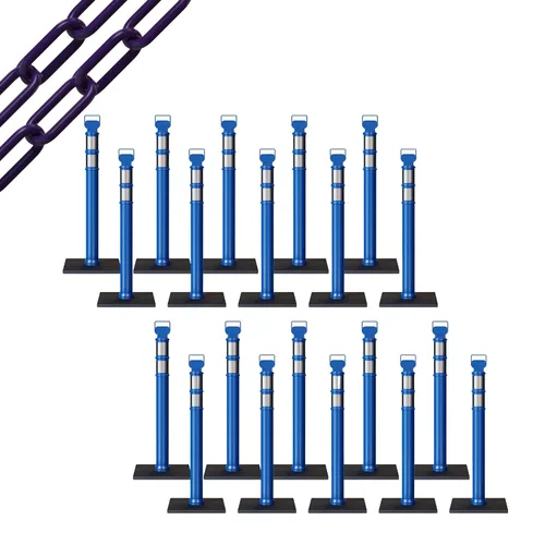 Miniatura 68 de Trafford Industrial - Juego de 20 postes de delineador de 45 pulgadas, collares reflectantes de 3 pulgadas, base de goma de 10 libras