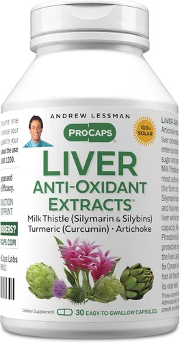 ANDREW LESSMAN Extractos antioxidantes hepáticos 30 cápsulas – Apoya los tejidos de trabajo duro del hígado, promueve una salud y función hepática