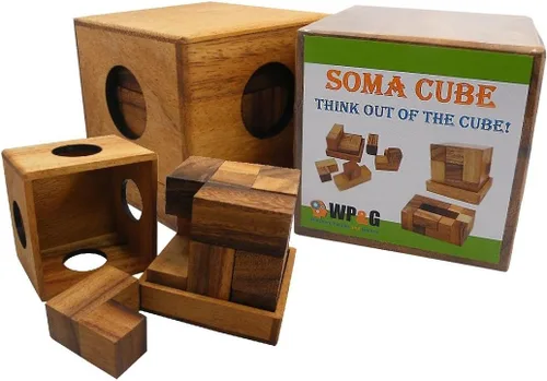 Miniatura 2 de Soma Cube Puzzle de madera con 50 naipes 3D Brain Teaser de tamaño grande