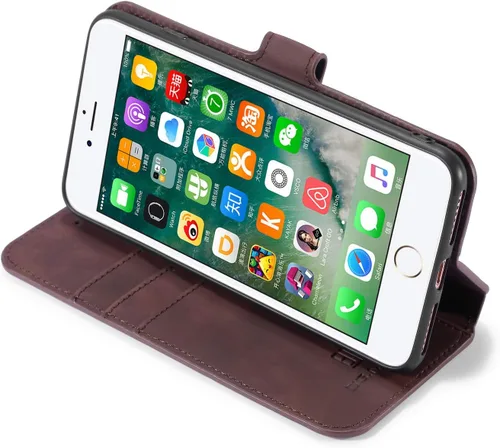Miniatura 8 de UEEBAI Funda de cuero PU para iPhone 6 6S, Vintage Retro Premium Wallet Flip Cover TPU Inner Shell [ranuras para tarjetas] [Cierre magnético]