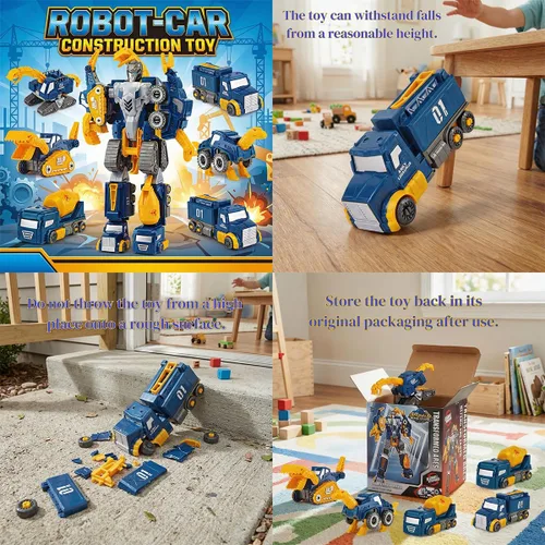 Miniatura 4 de Juguete transformable de dinosaurio para niños, robot de rescate 5pcs Construction Car Set Magnetic Connectors Assemble DIY STEM Action Figure