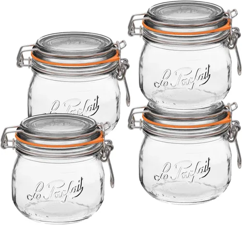 Miniatura 22 de Le Parfait Super Jar - Tarro de conservación de vidrio francés de 500mL con cuerpo redondo, boca ancha, tapa hermética - Tarro de vidrio 16oz