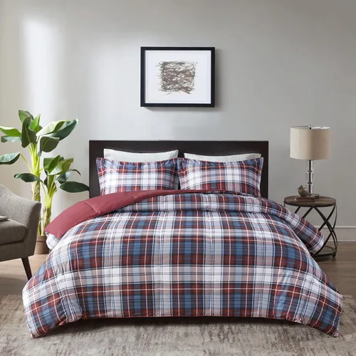 Miniatura 11 de Madison Park Essentials - Edredón a cuadros Parkston, funda a juego, funda 3M Scotchguard antimanchas, hipoalergénico, juego de ropa de cama