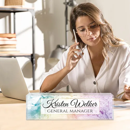 Miniatura 2 de Placa de nombre personalizada de oficina para escritorio, regalos personalizados de agradecimiento a los empleados, placa de nombre de escritorio