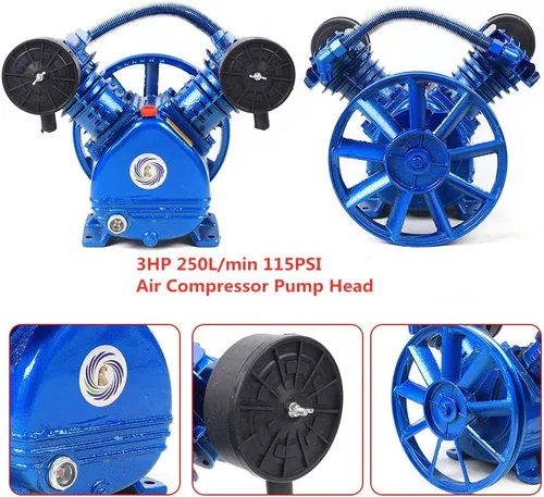 Miniatura 3 de Cabezal de bomba de compresor de aire, cabezal de reemplazo de bomba de compresor de aire tipo V 3HP para reparación de automóviles de fábrica