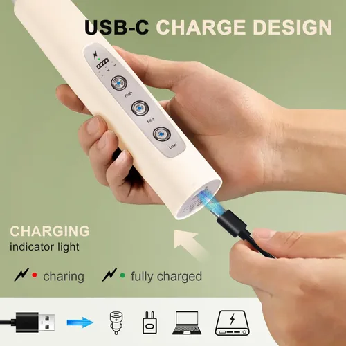 Miniatura 2 de YUSWKO Varita espumadora de leche de mano beige con soporte para café, batidor eléctrico recargable con 3 cabezales, 3 velocidades, mezclador de Oro
