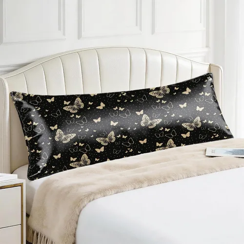 Miniatura 60 de EXQ Home - Funda de almohada de satén para cuidar el cabello y la piel, tamaño estándar, de seda con estampado negro, juego de 2 fundas con cierre