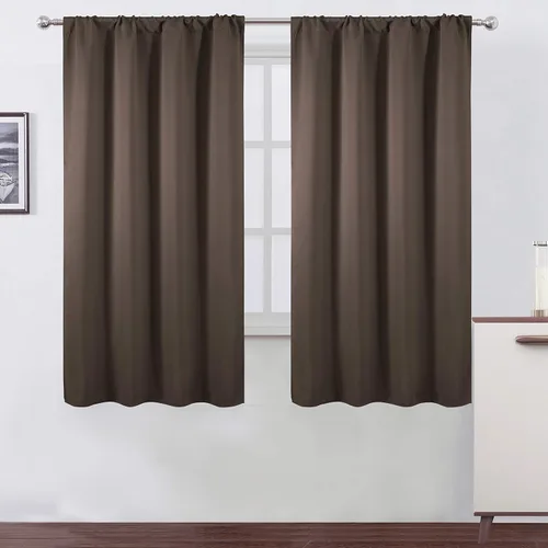 Miniatura 71 de LEMOMO Cortinas opacas negras para cocina, 42 x 45 pulgadas, juego de 2 paneles de cortinas opacas con bolsillo para cortinero para ventana pequeña