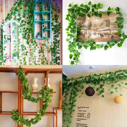 Miniatura 7 de Guirnalda de vides artificiales de 84 pies, hojas colgantes falsas, plantas de follaje sintético para bodas, fiestas, jardín, hogar, cocina