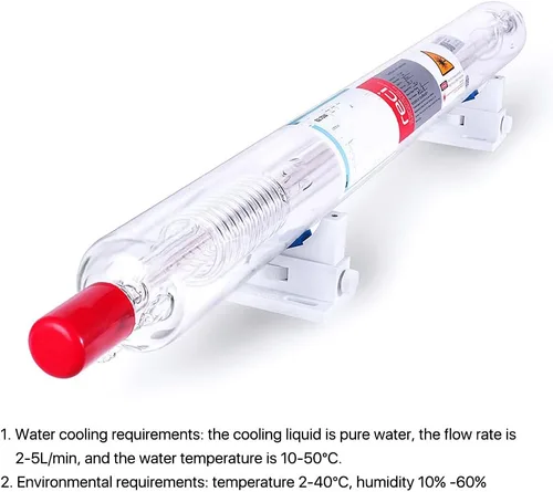 Miniatura 7 de Cloudray RECI CO2 Tubo láser de vidrio W2, Tubo láser de CO2 de vidrio, 90W 100W Longitud 1200mm S2 Z2 Diámetro 80mm para máquina de corte