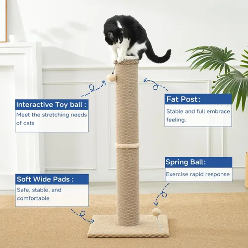 Miniatura 4 de Cat Craft Poste Rascador para Gatos Grande de Alfombra Reticulada Poste Rascador para Gatos de Interior, Poste Rascador Alto para Gatos, Rascador