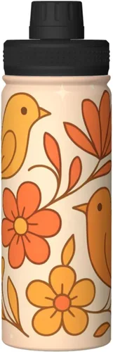 Miniatura 9 de Abstract flowers Printed Insulated Water Bottle, 18oz Stainless Steel Funny Travel Mug, Leakproof Hot & Cold for Sports, Gym, Hiking
