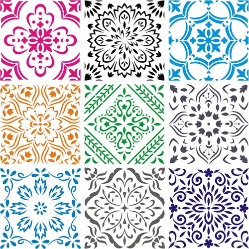 Plantilla de mandala grande de 12 x 12 pulgadas, paquete de 9 plantillas de mandala para pintar en el suelo, plantillas de patrón reutilizables para
