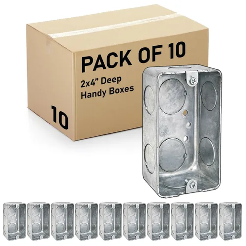 Miniatura 20 de Caja práctica profunda, caja eléctrica de acero estirado de 4 x 2, 2-1/8 pulgadas de profundidad de metal de una sola banda de montaje en superficie