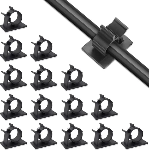 Miniatura 6 de Viaky 30 clips de alambre de cable negro ajustables de nailon para gestión de cables adhesivos, adecuado para cables de diámetro máximo de 0.5