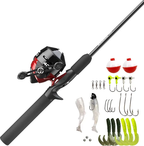Zebco 404 Spincast - Combo de carrete y caña de pescar, caña de fibra de vidrio duradera de 5 pies 6 pulgadas, 2 piezas con mango EVA, carrete