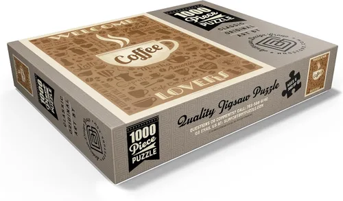 Miniatura 3 de MyPuzzle Coffee Pattern Print, póster vintage, rompecabezas de 100 piezas prémium para adultos