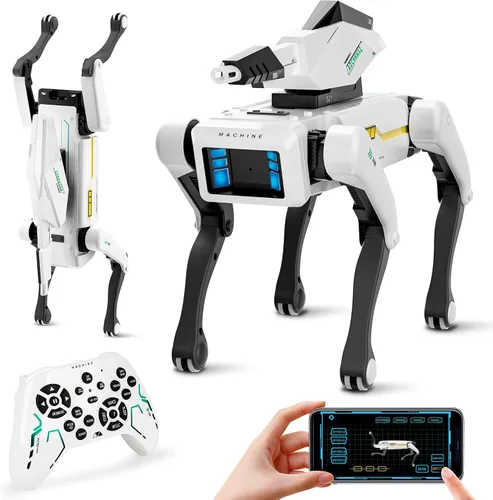 Miniatura 12 de Kit de perro robot 3 en 1 con ruedas, más de 30 acciones biónicas, voz y control remoto, movimientos programables, batería recargable, juguete