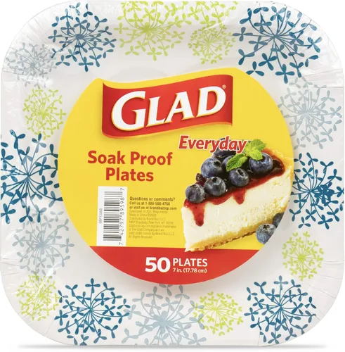 Glad - Platos de papel desechables cuadrados para todas las ocasiones