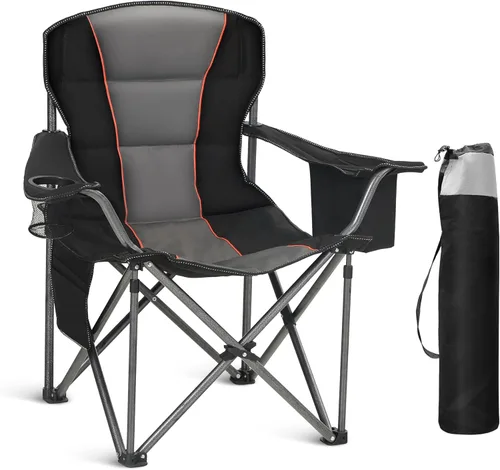 Miniatura 16 de HIGH POINT SPORTS Silla plegable de campamento de gran tamaño, sillas de césped portátiles resistentes, sillas plegables para exteriores
