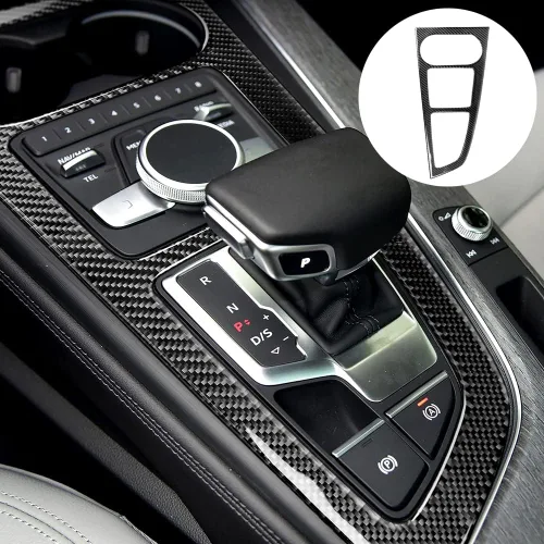 Miniatura 18 de Blazeray Accesorios interiores de fibra de carbono, cubierta decorativa, ajuste adhesivo para Audi A4 B9 2017-2019 (cubierta de perilla central)