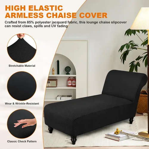 Miniatura 3 de Funda para tumbona sin brazos, fundas elásticas para silla de sala de estar, funda de diván sin brazos, fundas de interior para dormitorio, tela