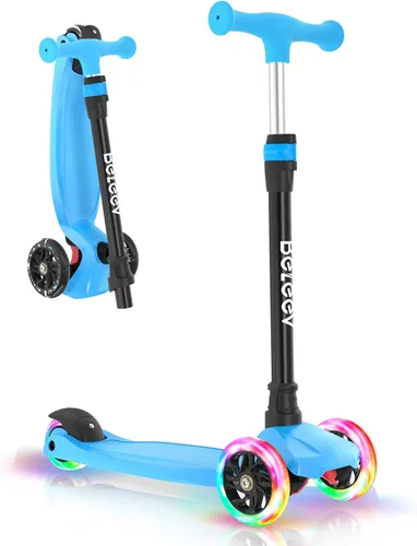 Miniatura 13 de BELEEV Patinetes para Niños de 3 Ruedas Patinete de Empuje para Niños Pequeños Niñas y Niños, 4 Alturas Ajustables, Inclinarse para Dirigir, Ruedas