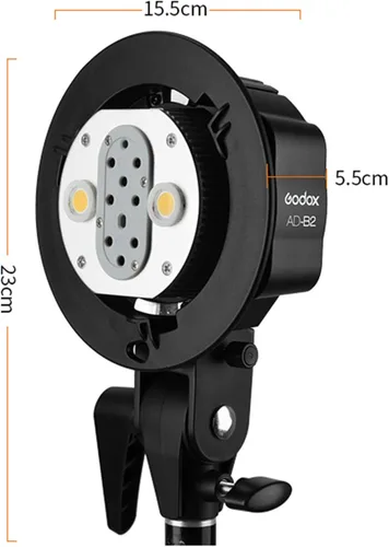 Miniatura 7 de Godox AD-B2 - Cabezal de luz de doble tubo tipo S Bowens Mount Flash Soporte de cabeza doble para instalar 2 flashes de bolsillo Godox AD200