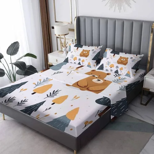 Miniatura 11 de Bear Sheets - Juego de sábanas de tamaño individual, sábanas de animales del bosque de dibujos animados, microfibra suave y bolsillo profundo