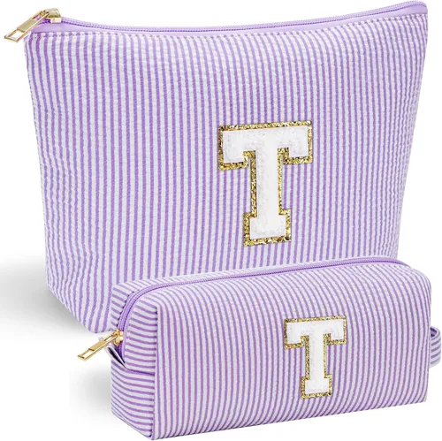 Miniatura 112 de YOOLIFE Regalos del Día de la Madre para mujeres, bolsa de maquillaje con inicial, bolsa de cosméticos, bolsa de maquillaje de viaje, regalos Rosado