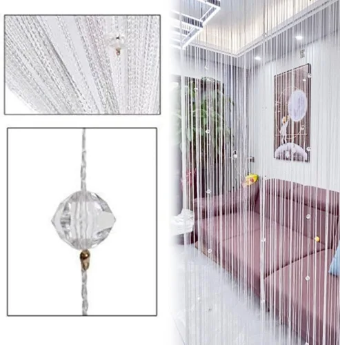 Miniatura 13 de Cortina decorativa Eve Split para puerta, ventana, pared, panel, divisora de ambientes, bodas, restaurantes, tienda de café, con cristales y borlas