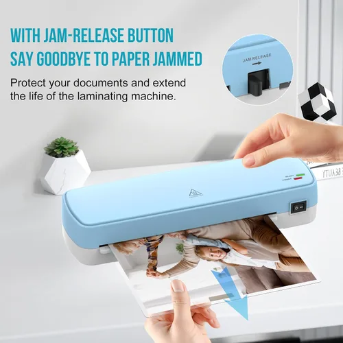 Miniatura 5 de Suntiko Máquina laminadora con 10 hojas, calentamiento rápido para documentos y fotos A4/A5/A6, oficina, escuela, uso doméstico, suministros