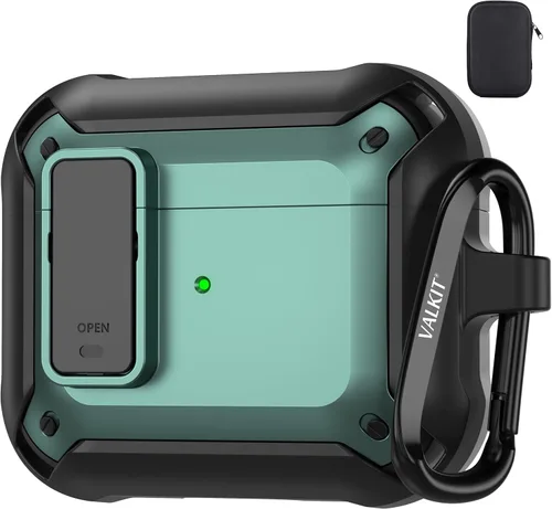 Miniatura 45 de Valkit Funda para Airpods para hombres con cerradura, funda de cuerpo completo con llavero para AirPods de Apple a prueba de golpes, funda