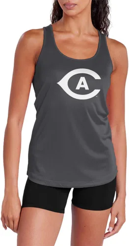 Miniatura 55 de Camiseta deportiva sin mangas oficial de la NCAA Collegiate para mujer, con espalda cruzada, logotipo primario, colección carbón