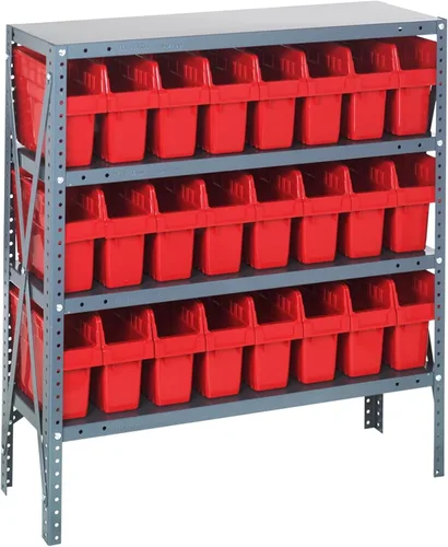 Miniatura 160 de Quantum QSBU-245BK Heavy Duty Shelving Unit with (7) Shelves and (24) QUS245 Black Bins for Garage Warehouse Storage Distribution 400 lb Load
