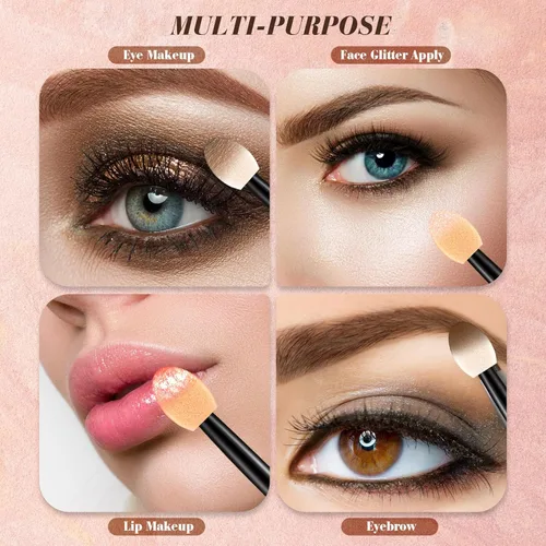 Miniatura 4 de Mifoci 1000 aplicadores de sombra de ojos, aplicadores de esponja desechables de doble cara para sombra de ojos, cepillo de sombra de ojos para Negro