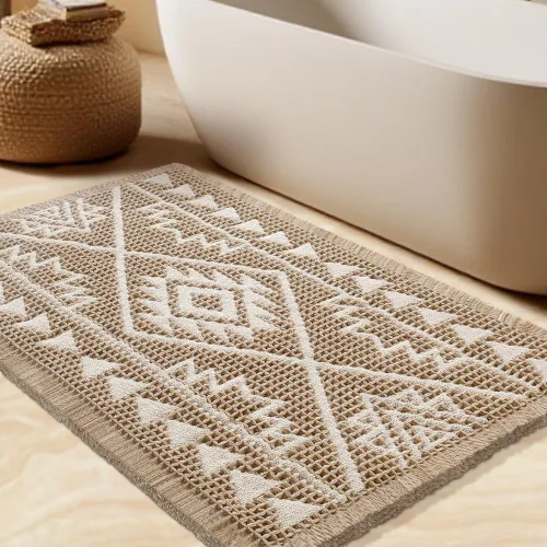 Miniatura 24 de Tapete de baño con diseño de gofre, moderno, bohemio, absorbente, antideslizante, ultrasuave, lavable a máquina, con letra de baño, dormitorio