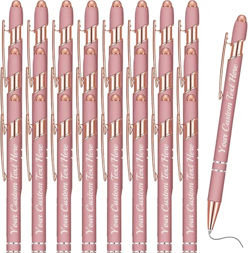 Miniatura 39 de Hasta 500 bolígrafos personalizados a granel con lápiz capacitivo, grabado, juego de bolígrafos con tu nombre, texto para mujeres de negocios