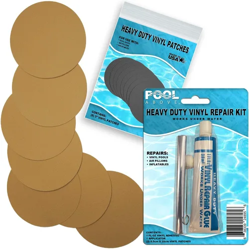 Miniatura 23 de Kit de parches de reparación de vinilo resistente para reparación de revestimientos de piscina sobre el suelo; inflables de pegamento y parches; Azul