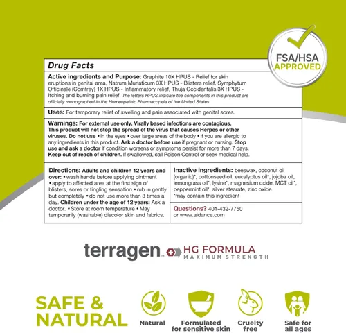 Miniatura 6 de Terragen HG Formula MAX Crema para llagas genitales de terrasil, tratamiento natural calmante rápido para un apoyo eficaz de brotes para hombres