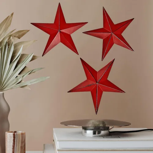 Bellaa 23554 Arte de pared de metal con estrella occidental Texas Barn 3D, escultura vintage, retro, rústico, casa de campo, patio, cabaña, diseño