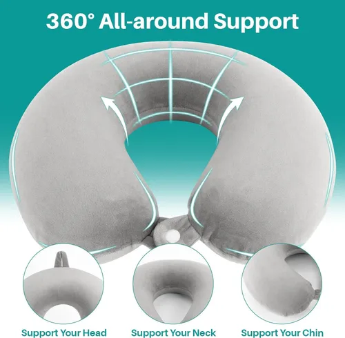 Miniatura 4 de RAINFLOW Almohada cervical para dormir en avión, almohada de viaje de espuma viscoelástica con soporte para el cuello y la cabeza, diseño