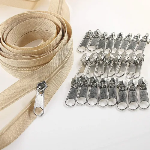 Miniatura 19 de Leekayer The Yard - Cremalleras de bobina de nailon blanco #5 a granel de 10 yardas con 25 deslizadores plateados para costura DIY bolsa