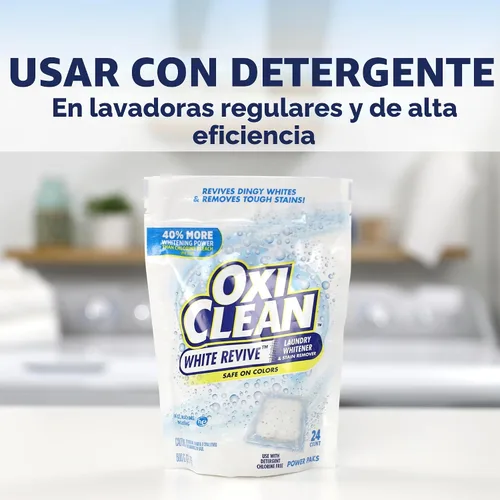 Miniatura 3 de OxiClean White Revive Blanqueador de ropa y quitamanchas Power Paks, 24
