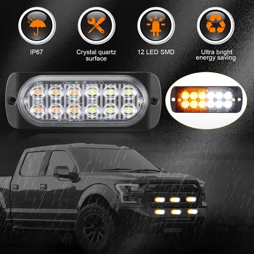 Miniatura 2 de Leelosp 14 luces estroboscópicas LED de 12 luces LED para remolque, vehículos de construcción, montaje en superficie, faros de peligro