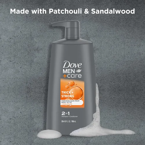 Miniatura 4 de DOVE MEN+ CARE Champú 2 en 1 + acondicionador grueso + fuerte 4 unidades para fortalecer el cabello desde la raíz hasta las puntas, con calcio, 25.4