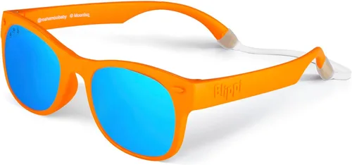 Blippi Gafas de sol espejadas, flexibles, polarizadas, color naranja para niños con lentes espejadas azules