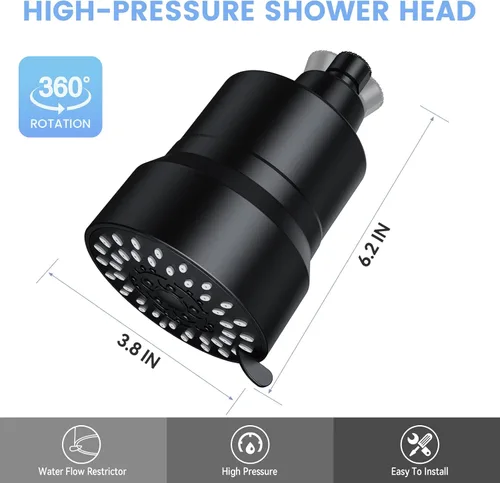 Miniatura 6 de Cabezal de ducha filtrado, cabezal de ducha de alta presión de 3 modos con cartucho de filtro de ducha de agua dura de 15 etapas para eliminar